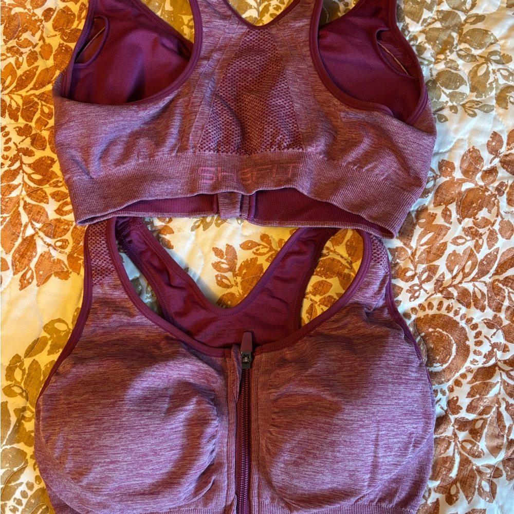 Two SHEFIT Medium Maroon Sports Bras
